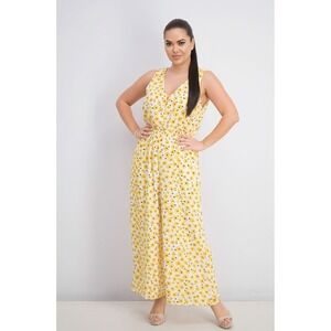 Katie Sturino X Stitchfix Yellow White Floral Marquerite Jumpsuit Womens Size 1X